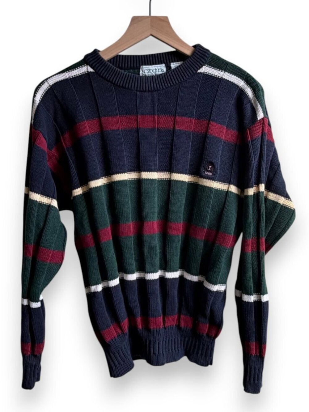 Vintage 90s Streetwear Mens Medium Rainbow Striped Color Block Knit Dad Sweater